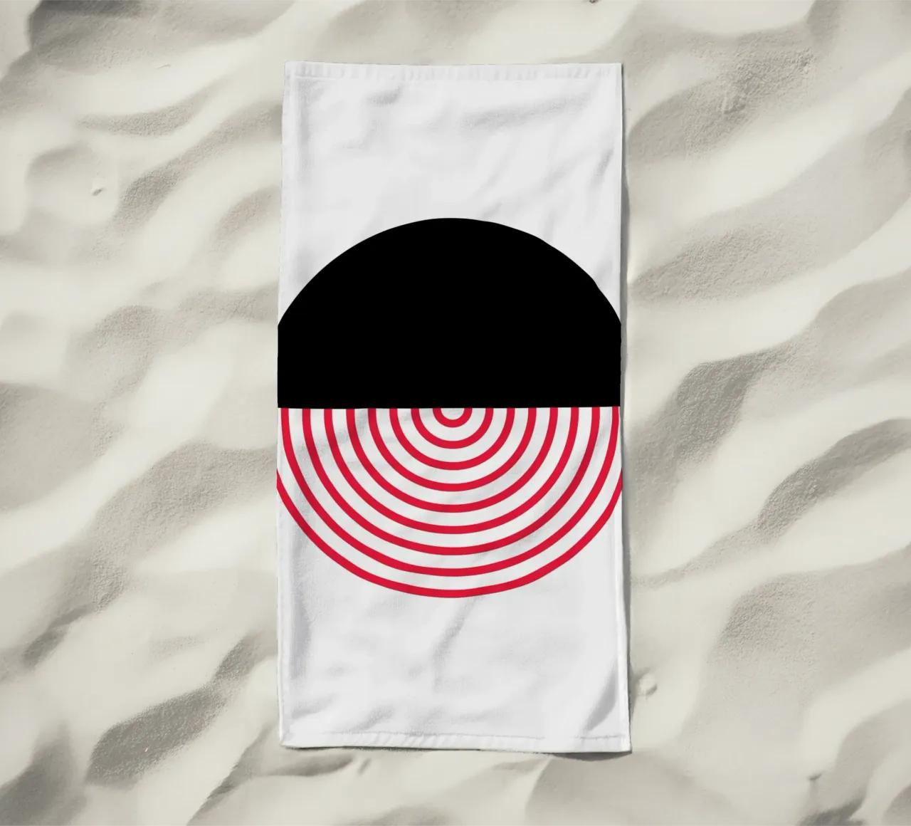 Geometric Split Circle Red Arcs Modern Art Print beach towel by NorwesClub