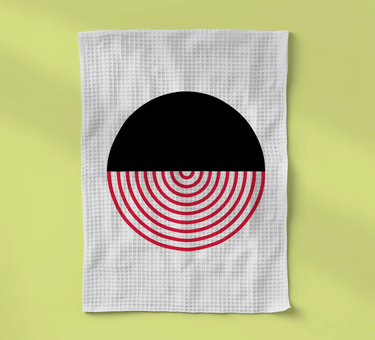 Geometric Split Circle Red Arcs Modern Art Print tea towel by NorwesClub