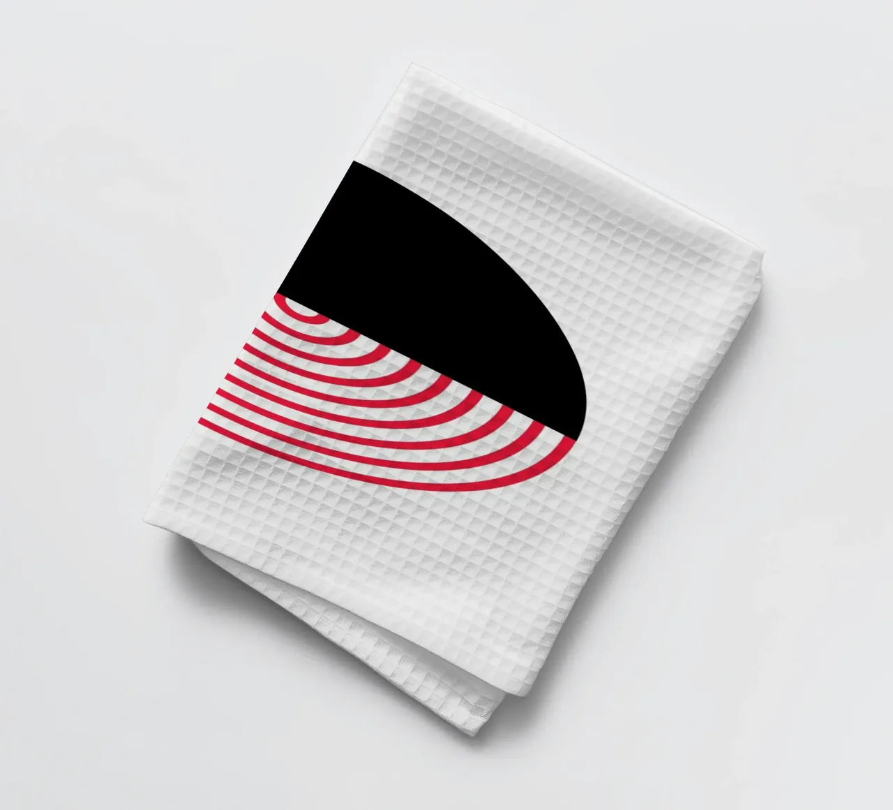 Geometric Split Circle Red Arcs Modern Art Print tea towel by NorwesClub
