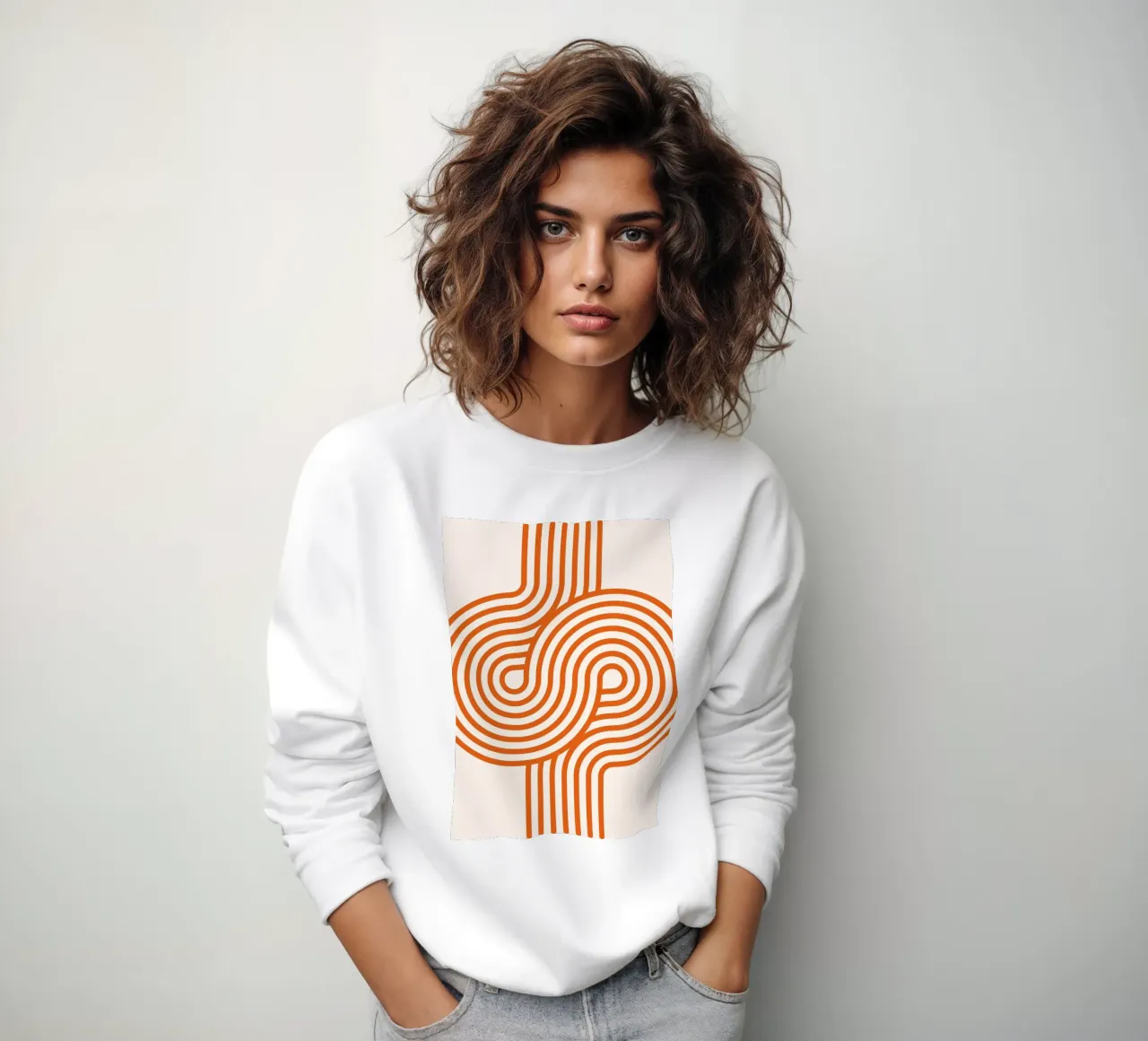 Retro Modern Orange Loop Lines Póster abstracto sudadera de NorwesClub