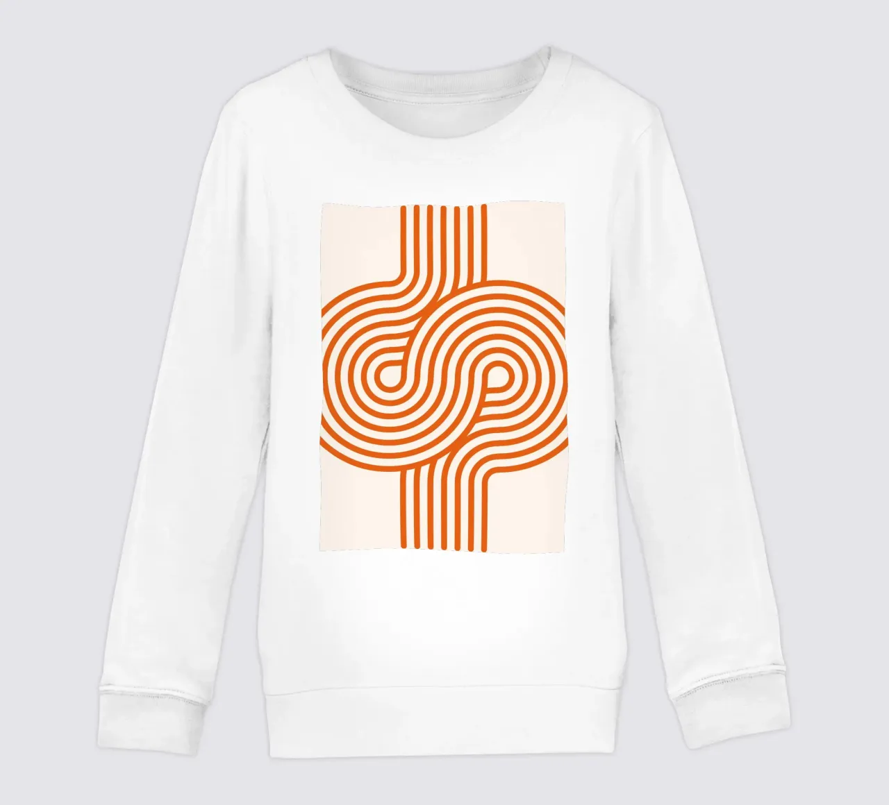 Retro Modern Orange Loop Lines Póster abstracto sudadera para niño de NorwesClub