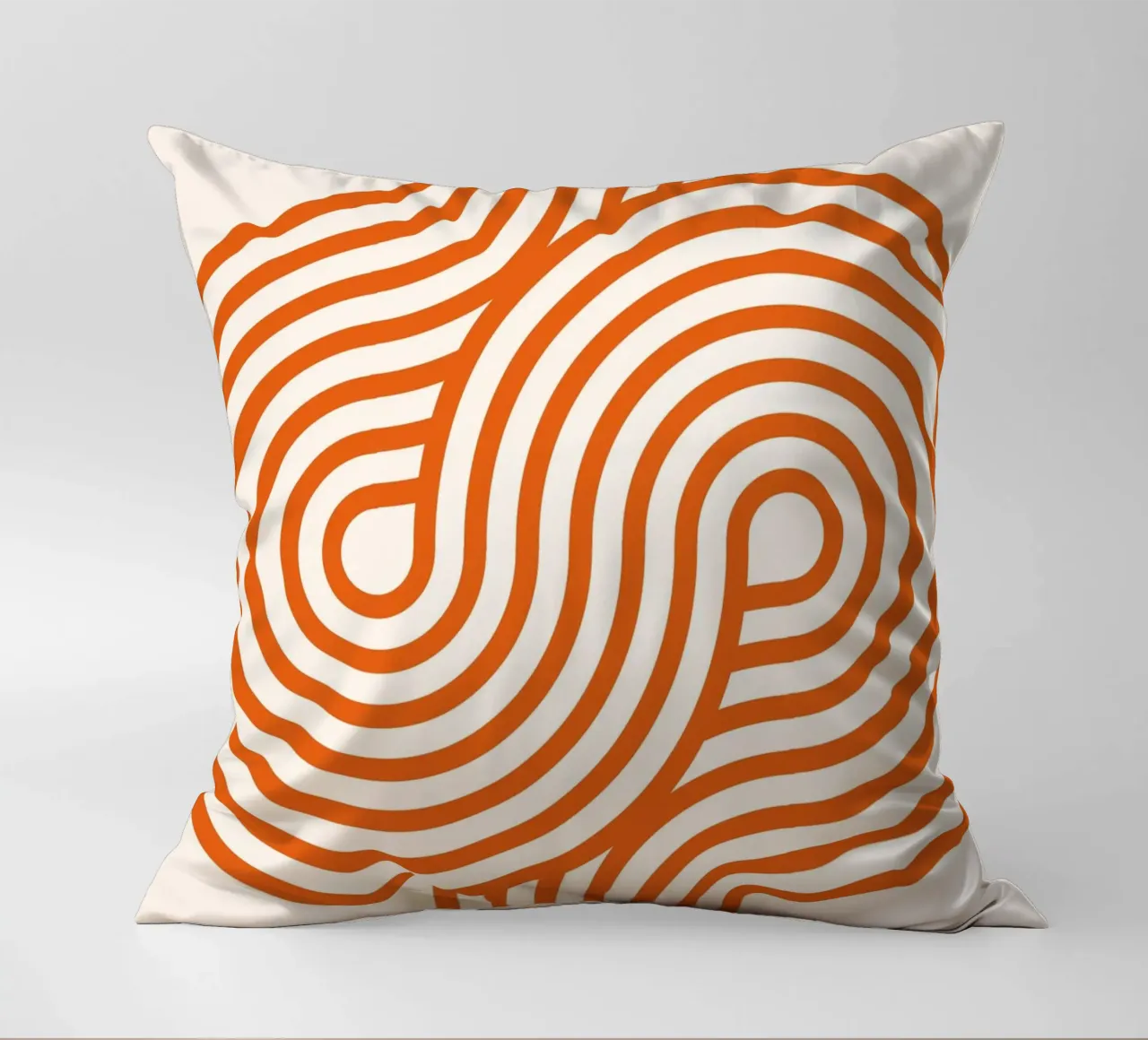 Retro Modern Orange Loop Lines Abstract Poster decorative cushion by NorwesClub