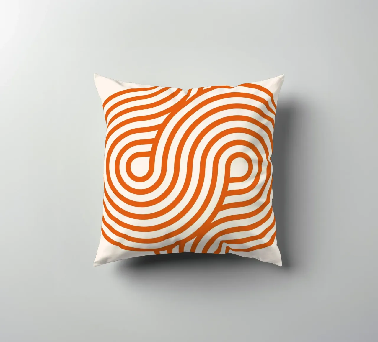 Retro Modern Orange Loop Lines Abstract Poster decorative cushion by NorwesClub