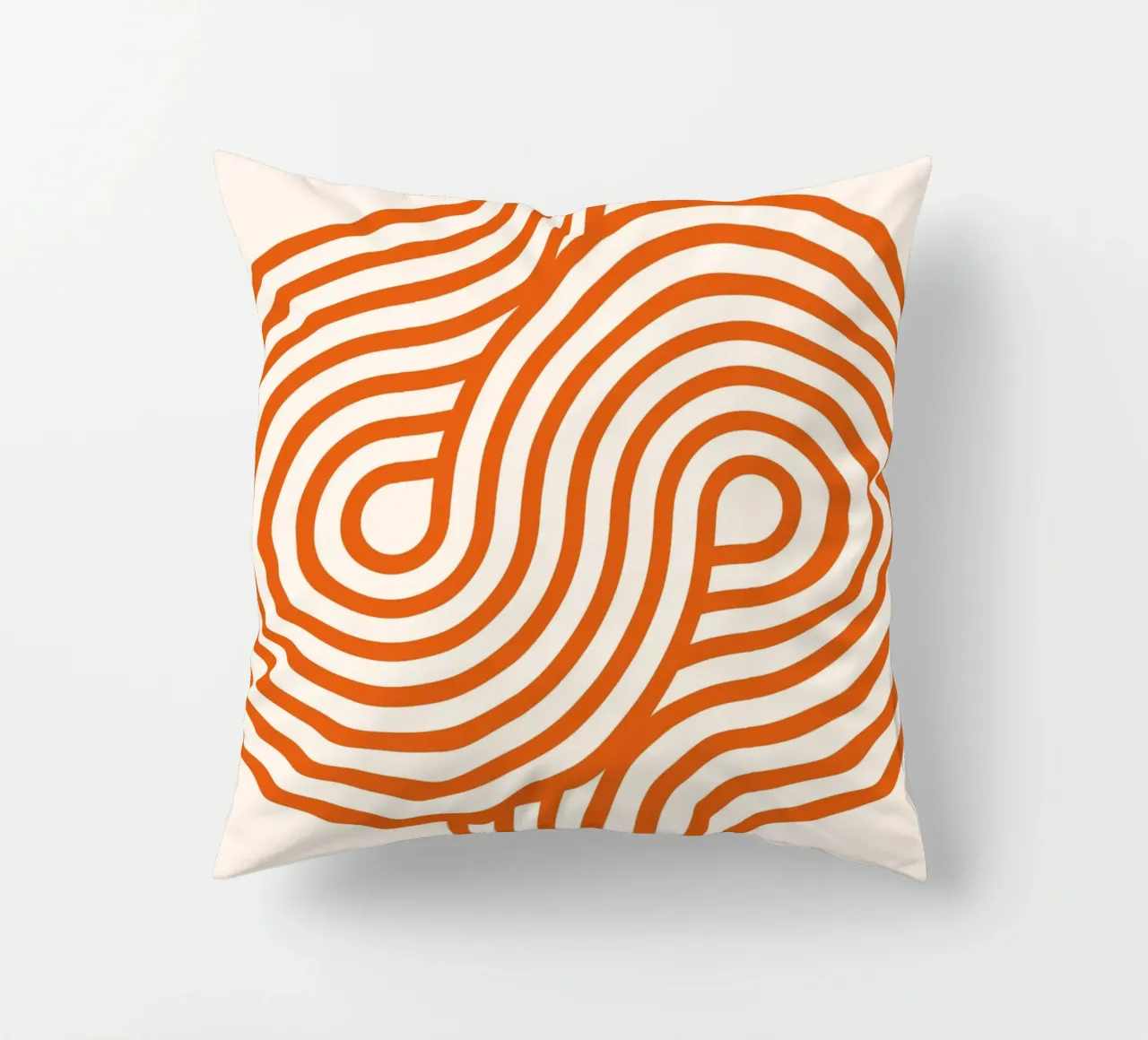 Retro Modern Orange Loop Lines Abstract Poster decorative cushion by NorwesClub
