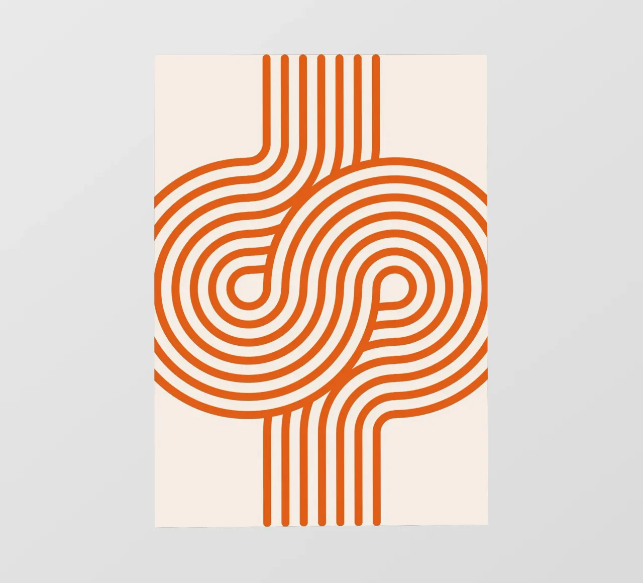 Retro Modern Orange Loop Lines Póster abstracto lámina retroiluminada de NorwesClub