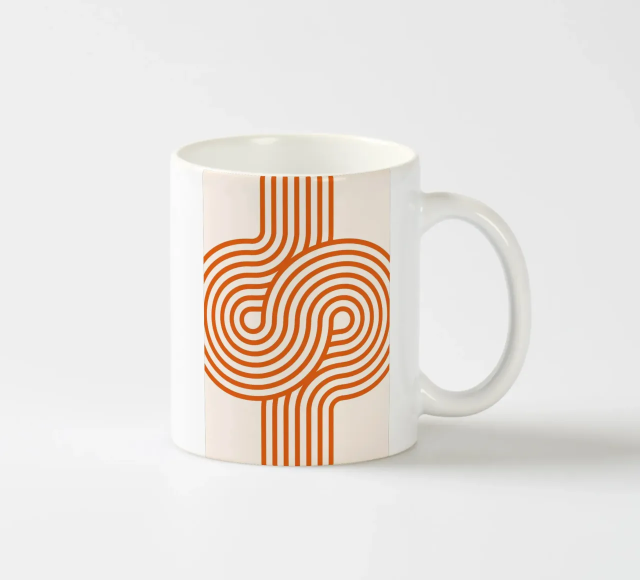 Poster astratto retrò e moderno con linee ad anello arancioni tazza in ceramica da NorwesClub