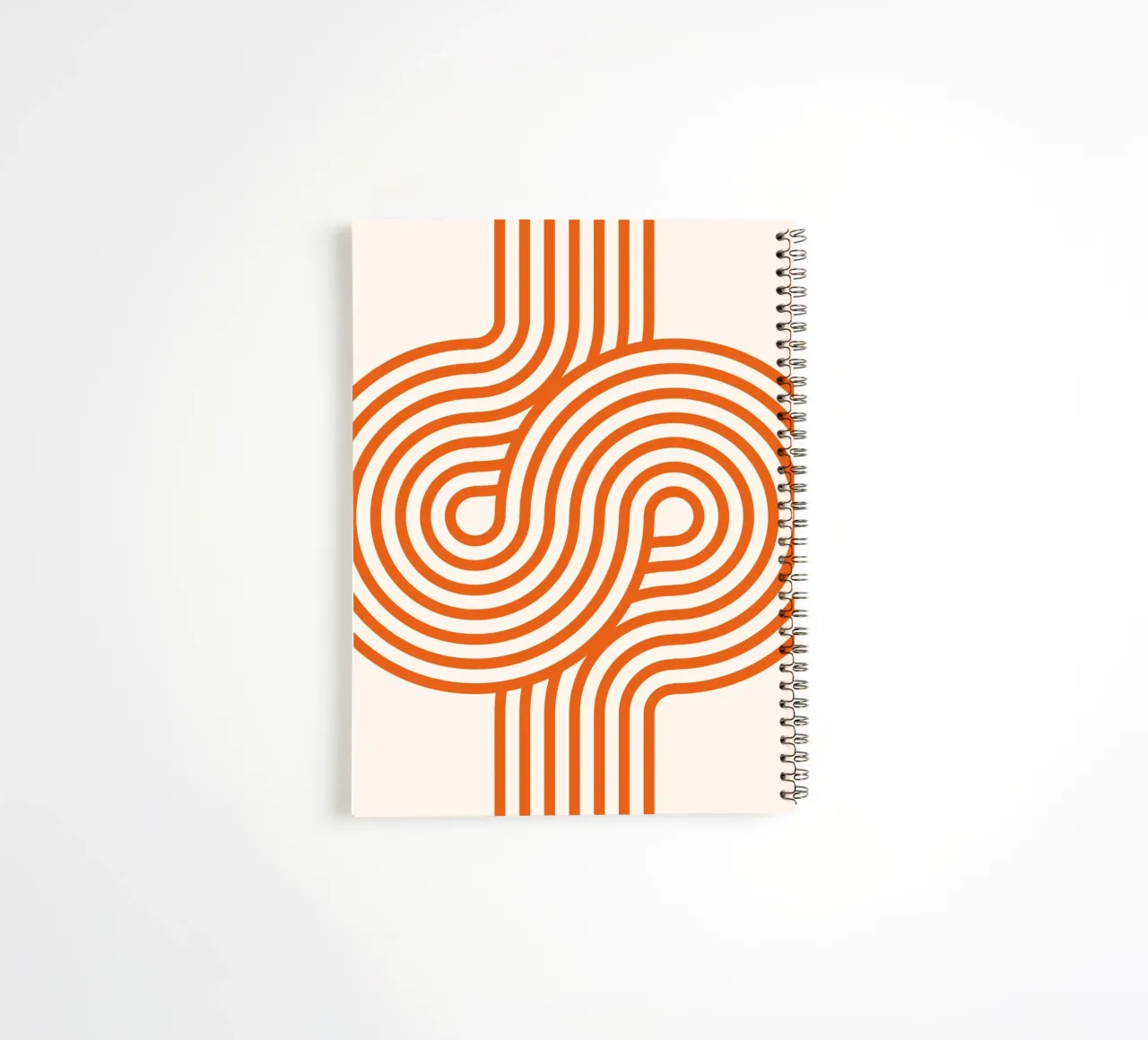 Retro Modern Orange Loop Lines Abstract Poster spiral notebook by NorwesClub