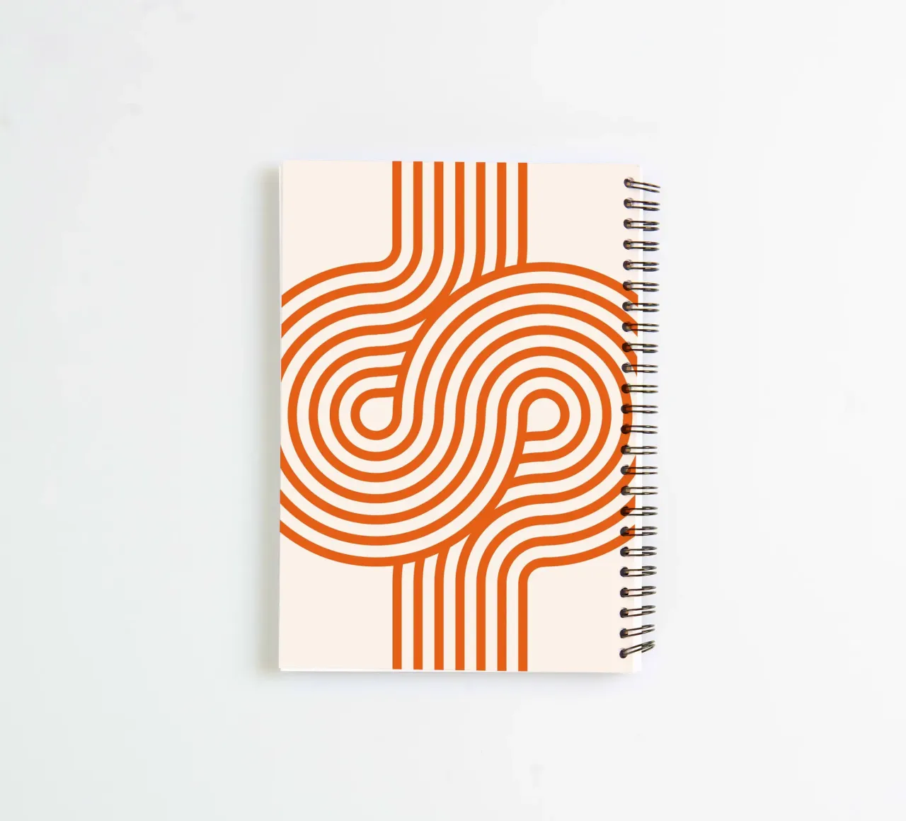 Retro Modern Orange Loop Lines Abstract Poster spiral notebook by NorwesClub