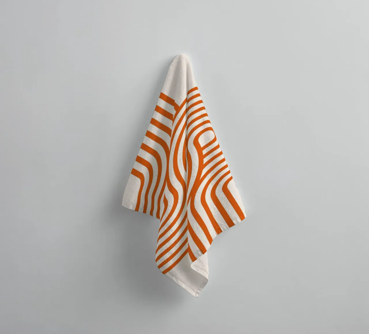 Retro Modern Orange Loop Lines Abstract Poster towel by NorwesClub