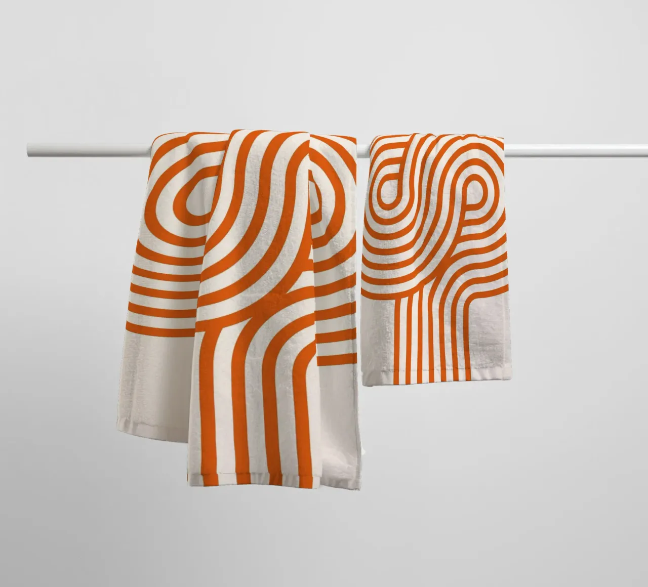 Retro Modern Orange Loop Lines Abstract Poster towel by NorwesClub