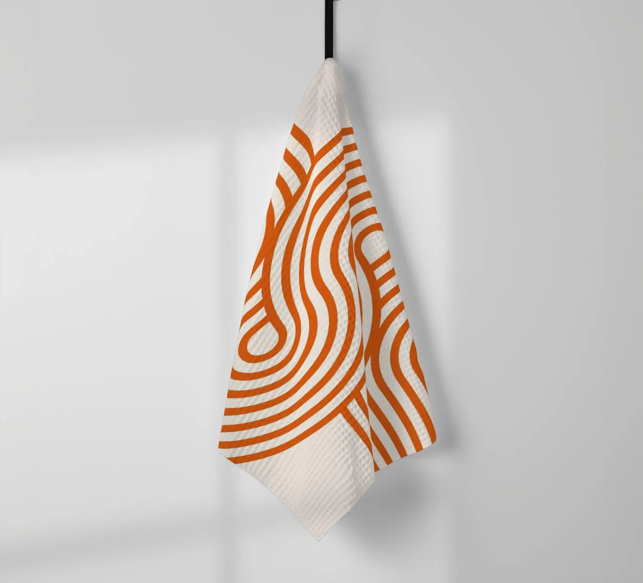 Retro Modern Orange Loop Lines Abstract Poster torchon de NorwesClub