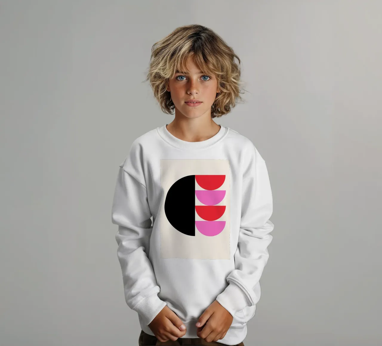 Forme geometriche moderne Nero Rosa Rosso Poster felpa bambino da NorwesClub