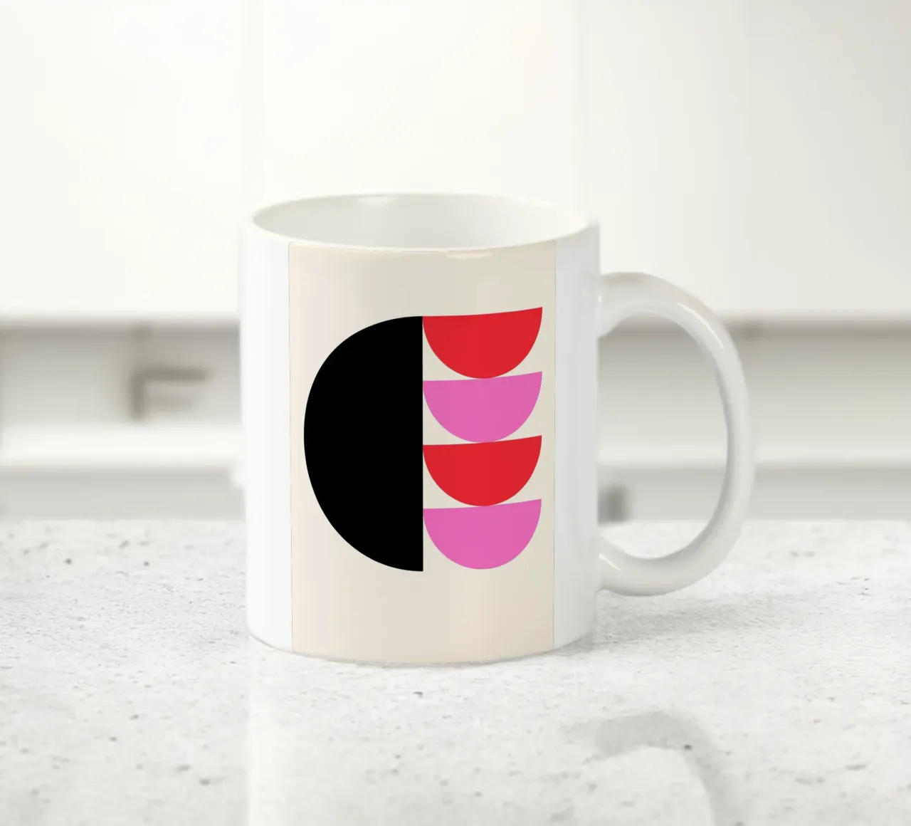 Forme geometriche moderne Nero Rosa Rosso Poster tazza in ceramica da NorwesClub