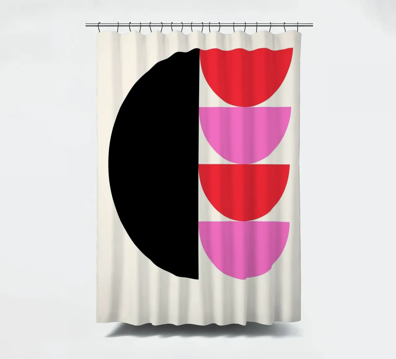 Forme geometriche moderne Nero Rosa Rosso Poster tenda da doccia da NorwesClub