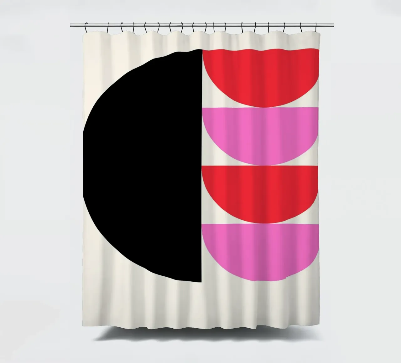 Forme geometriche moderne Nero Rosa Rosso Poster tenda da doccia da NorwesClub