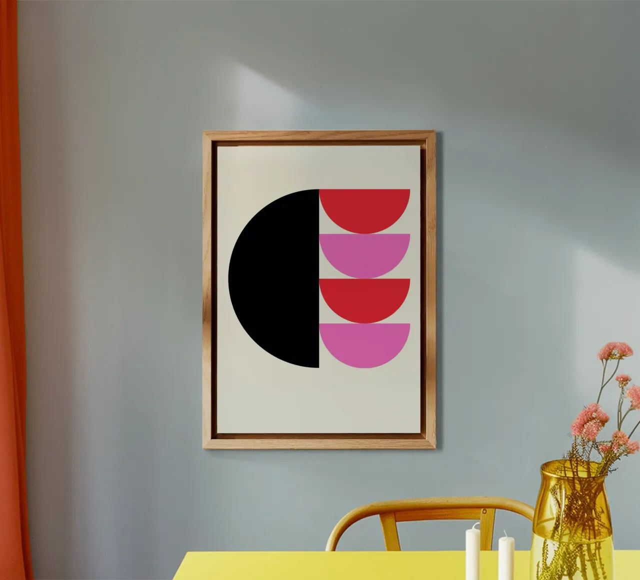 Forme geometriche moderne Nero Rosa Rosso Poster alluminio dibond da NorwesClub