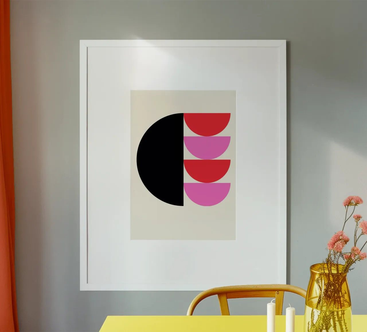 Forme geometriche moderne Nero Rosa Rosso Poster carta hahnemühle da NorwesClub