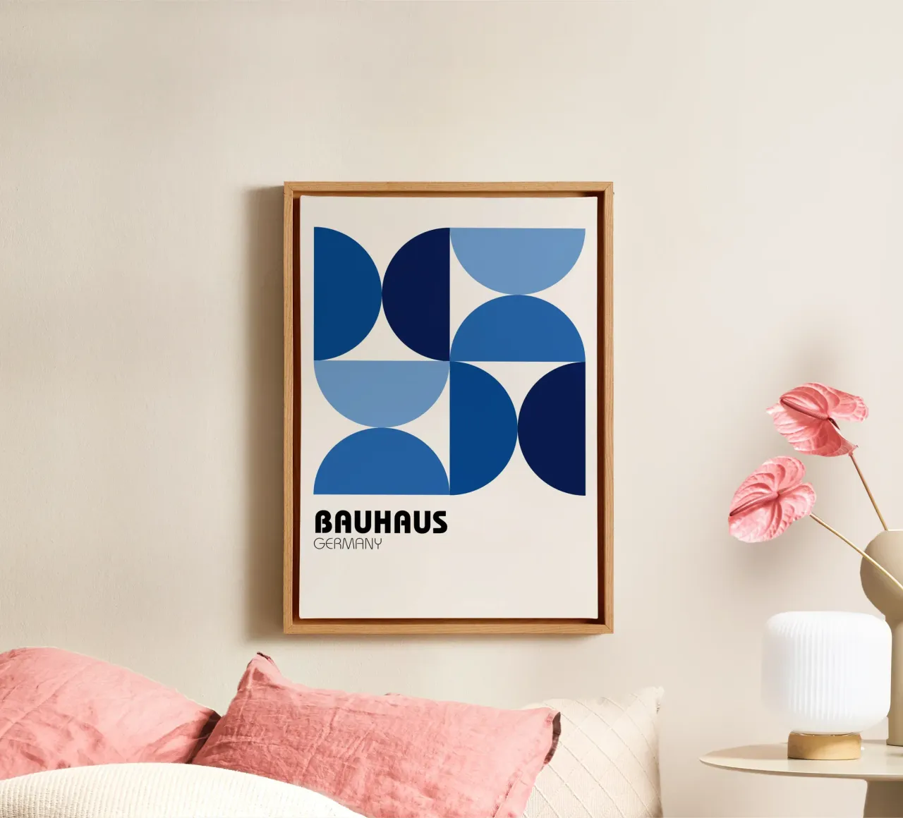 Bauhaus 100 Jaar BW Geometrisch Abstract Poster canvas met Baklijst van NorwesClub