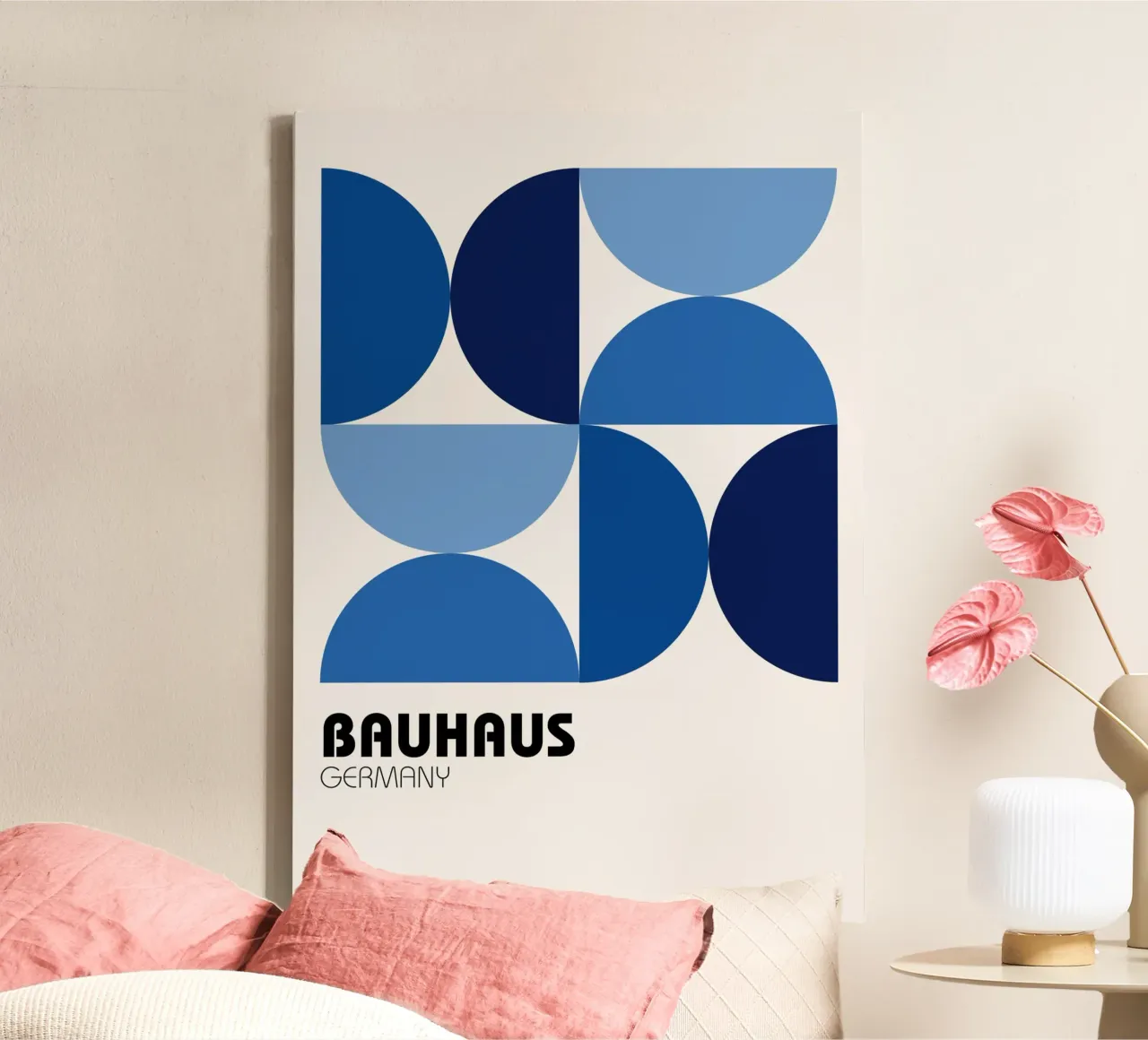 Bauhaus 100 Jaar BW Geometrisch Abstract Poster canvas met Baklijst van NorwesClub