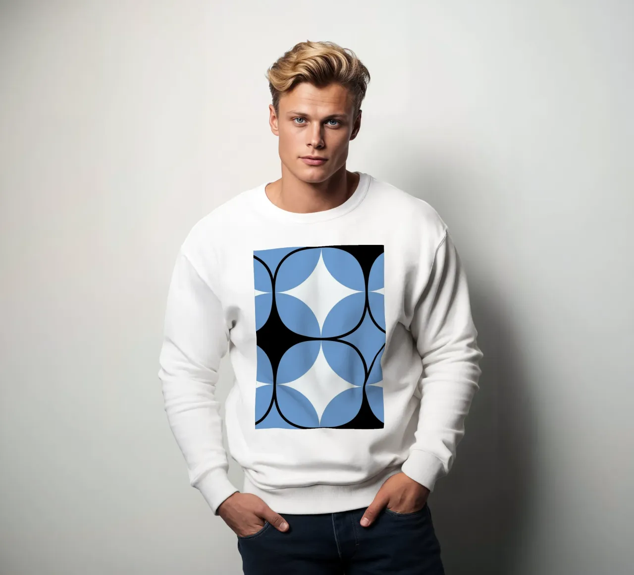 Abstract BW Geometric Repeat Pattern Tile Póster sudadera de NorwesClub