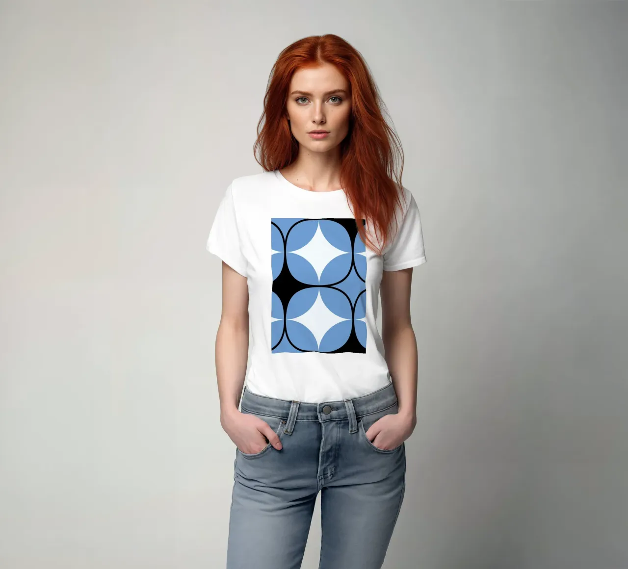 Abstract BW Geometric Repeat Pattern Tile Póster camiseta de NorwesClub
