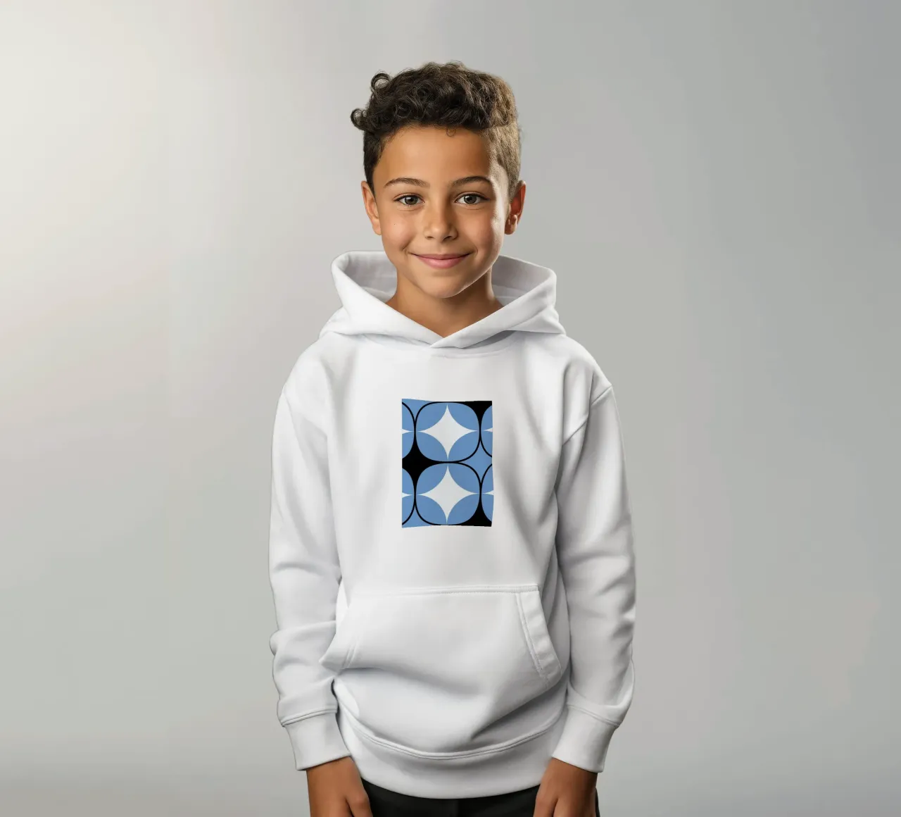 Abstract BW Geometric Repeat Pattern Tile Póster sudadera con capucha para niño de NorwesClub