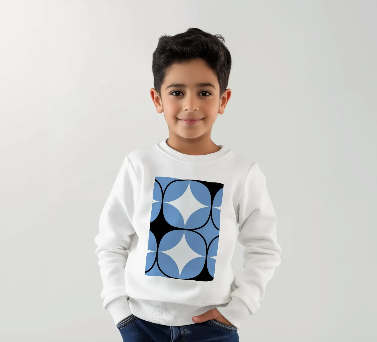 Abstract BW Geometric Repeat Pattern Tile Póster sudadera para niño de NorwesClub