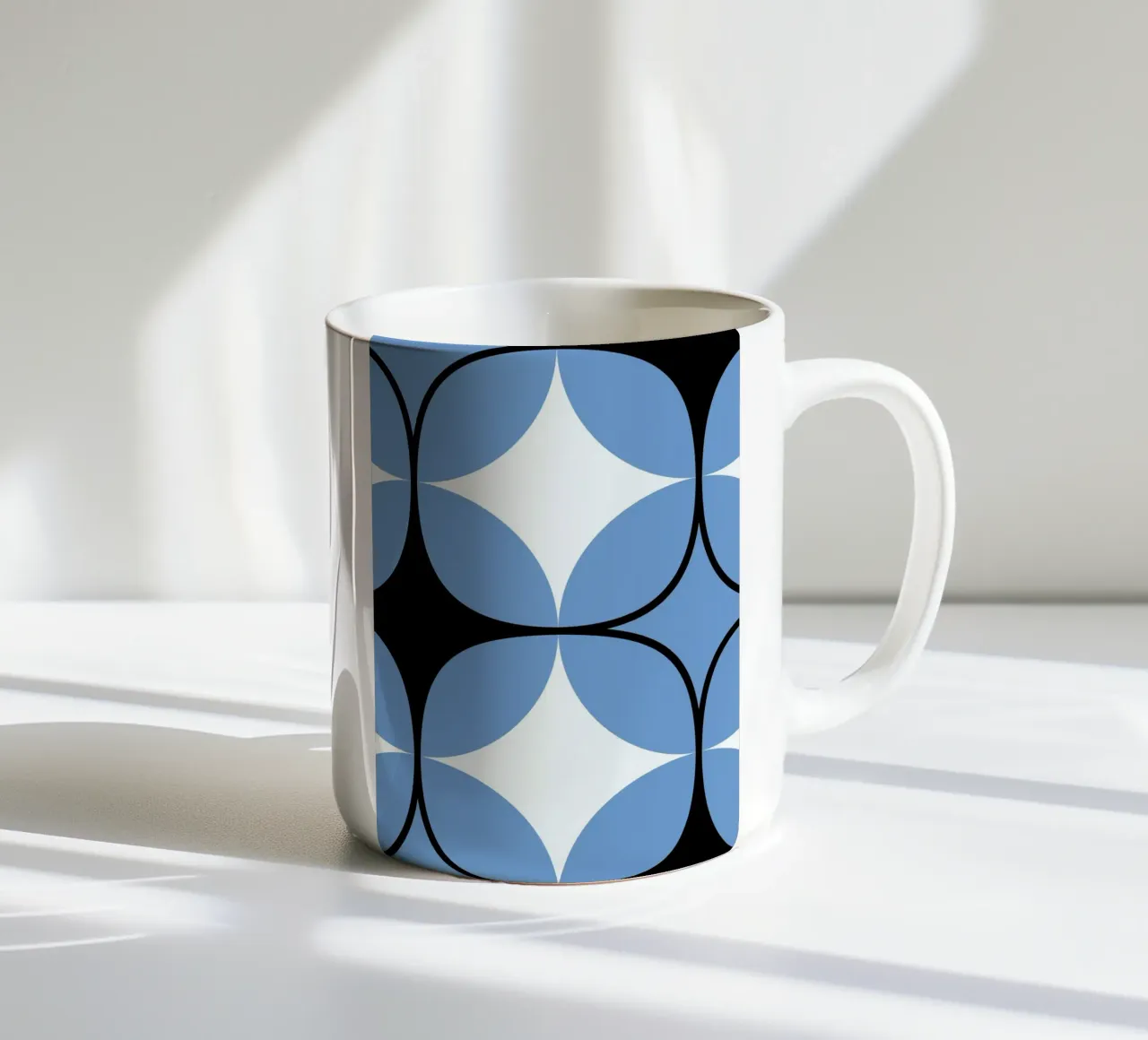 Abstract BW Geometric Repeat Pattern Tile Póster taza de cerámica de NorwesClub