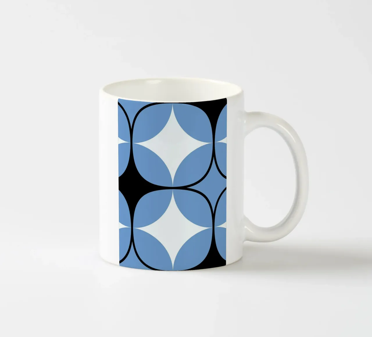 Abstract BW Geometric Repeat Pattern Tile Póster taza de cerámica de NorwesClub