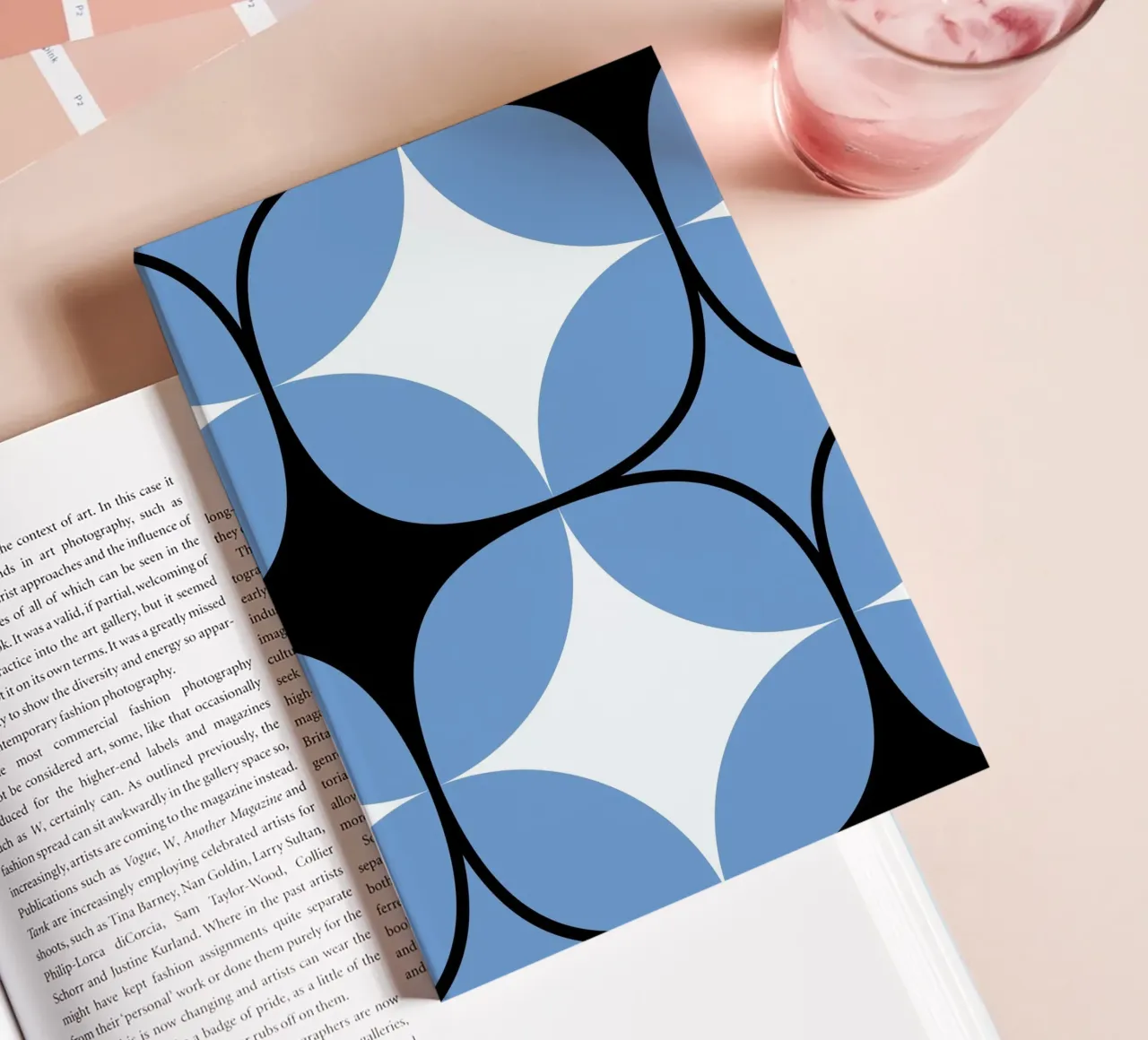 Abstract BW Geometric Repeat Pattern Tile Poster notebook by NorwesClub