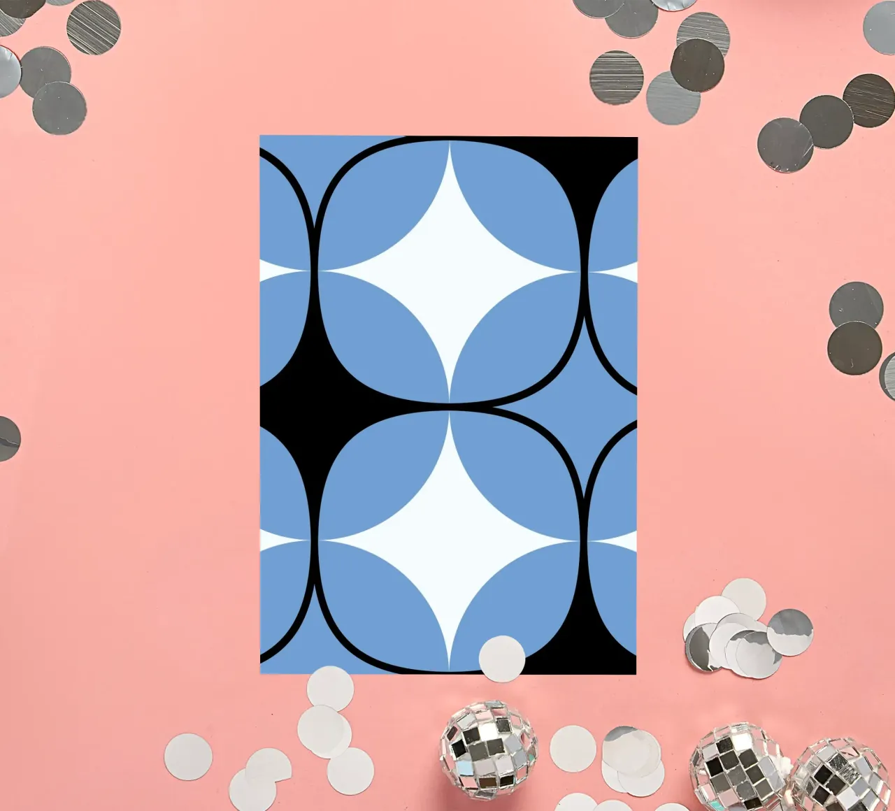 Abstract BW Geometric Repeat Pattern Tile Póster pegatina de NorwesClub