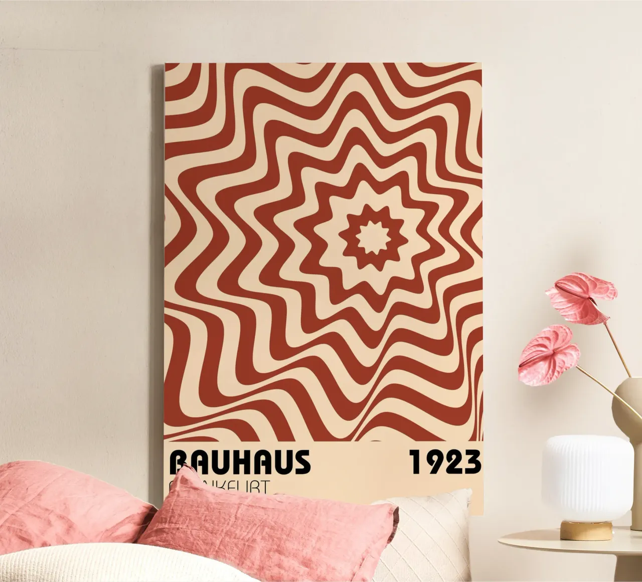 Bauhaus Poster 1919 Frankfurt Geo BW Art Print canvas with Floater frame by NorwesClub