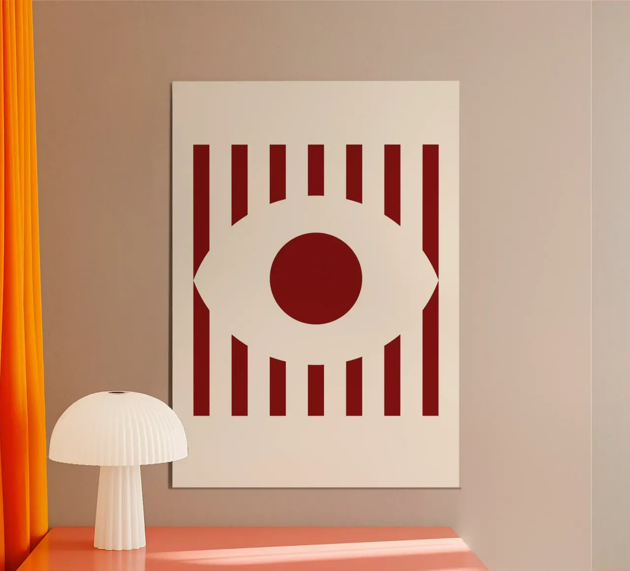 Poster geometrico astratto 1984 ispirato all'occhio BW poster con telaio in legno da NorwesClub