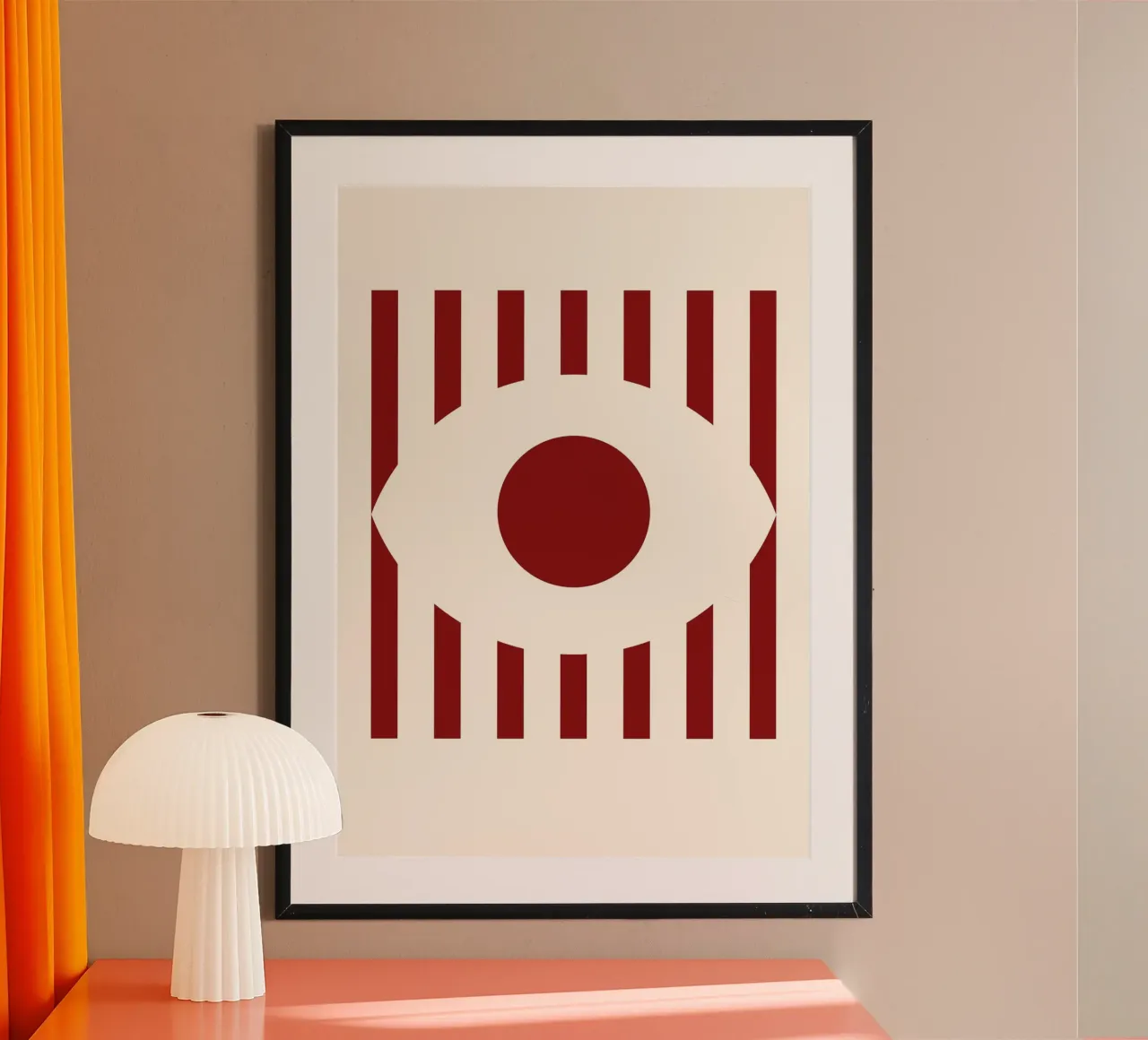 Poster geometrico astratto 1984 ispirato all'occhio BW poster con telaio in legno da NorwesClub