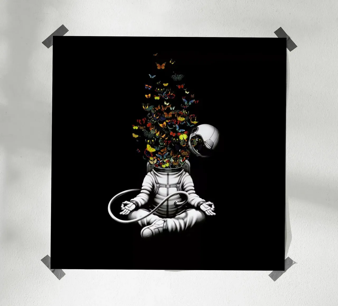 Release Meditation Butterfly Collage poster con telaio in plastica da Tobe Fonseca