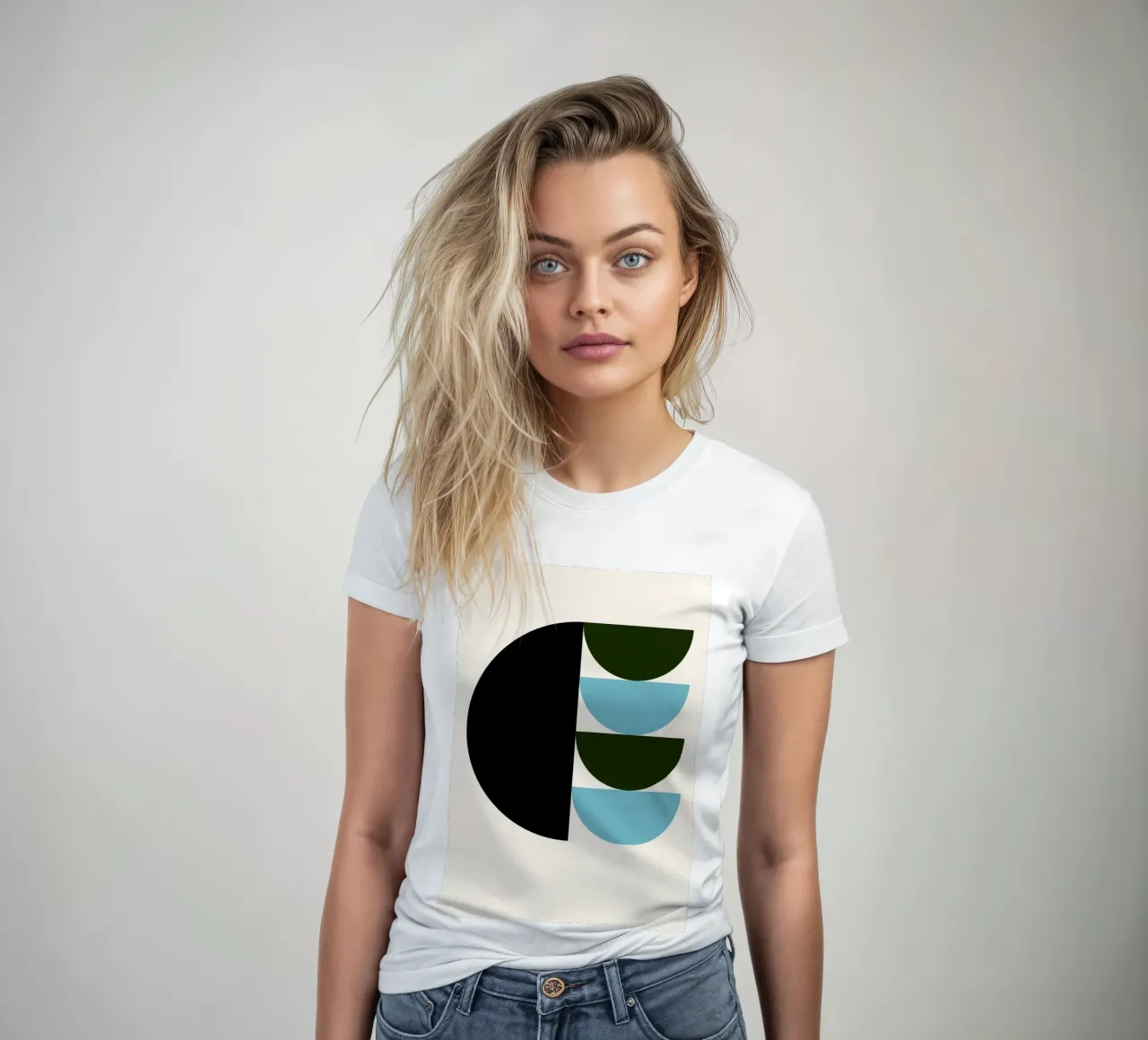 Complex BW Geometric Illusion Bauhaus Art Poster women's fitted t-shirt by NorwesClub