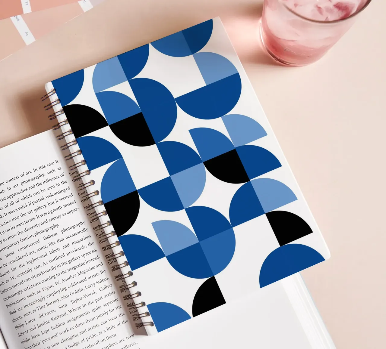 Athos Bulcao Style BW Geometric Mosaic Poster spiral notebook by NorwesClub