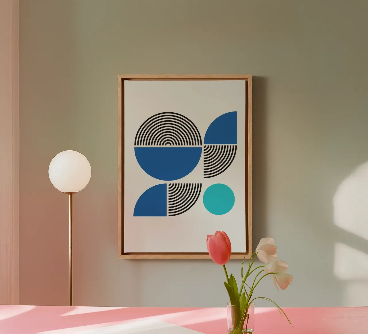 Abstract Bauhaus Geometric BW Pattern Poster canvas with Floater frame by NorwesClub