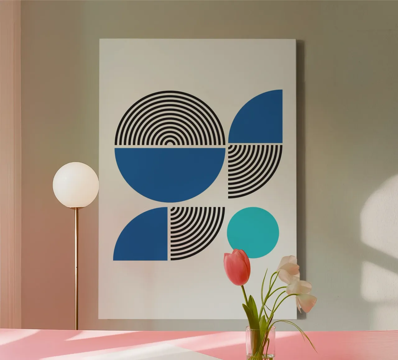 Abstract Bauhaus Geometric BW Pattern Poster canvas with Floater frame by NorwesClub