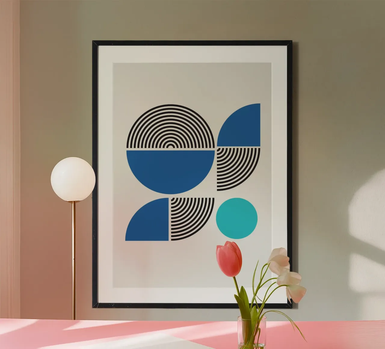 Abstract Bauhaus Geometric BW Pattern Poster Hahnemühle von NorwesClub