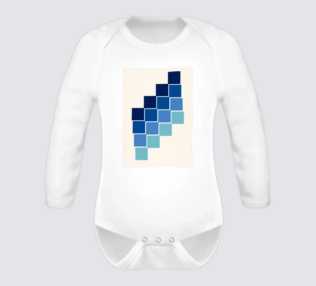High Contrast BW Geometric Abstract Bauhaus Print long-sleeve baby romper by NorwesClub