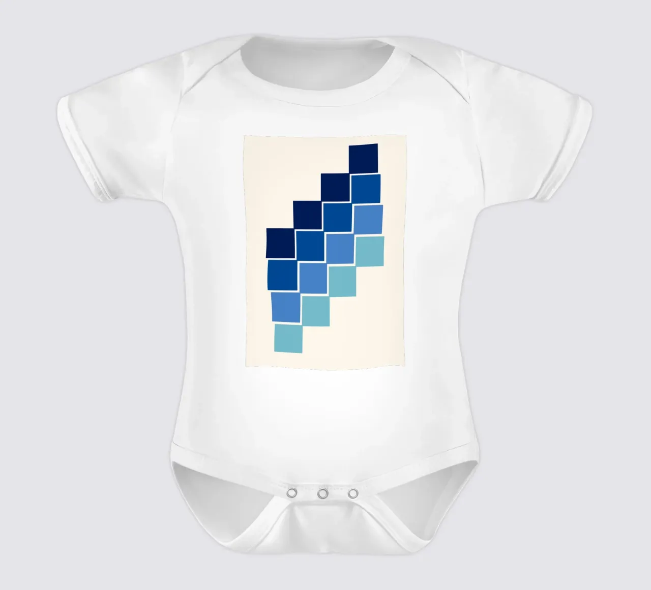 Geometrische abstracte Bauhaus-print met hoog contrast BW babyrompertje korte mouwen van NorwesClub