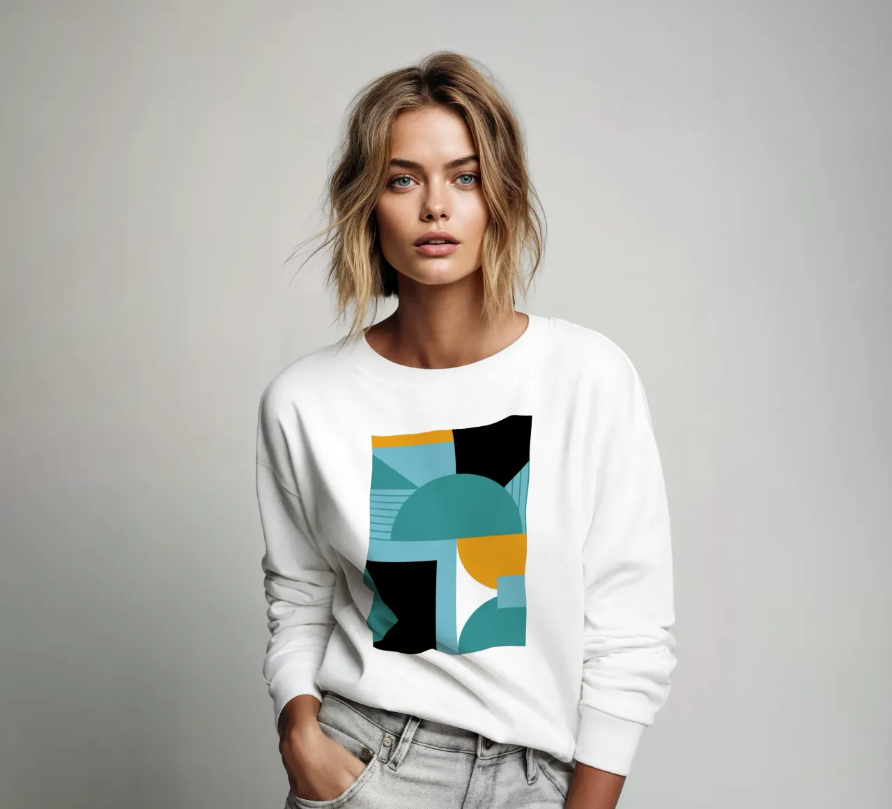 Poster abstrait géométrique BW Mid Century Modern sweat de NorwesClub