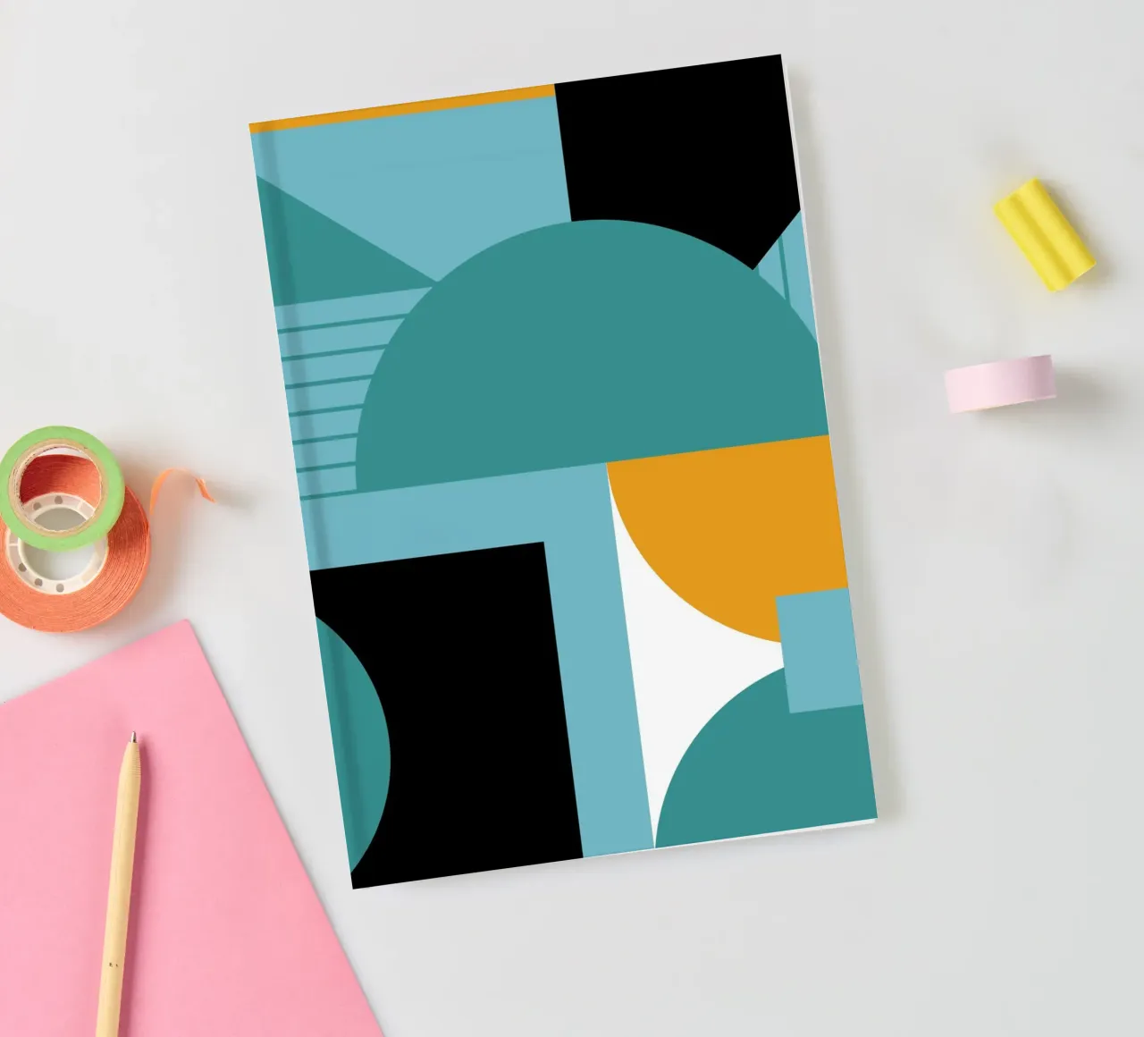 Mid Eeuw Modern BW Geometrisch Abstract Poster notitieboek van NorwesClub