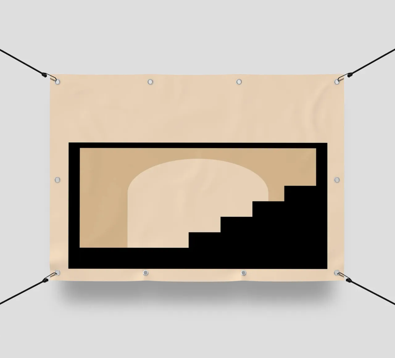Poster per labirinto geometrico BW di ispirazione Bauhaus telo in pvc da NorwesClub