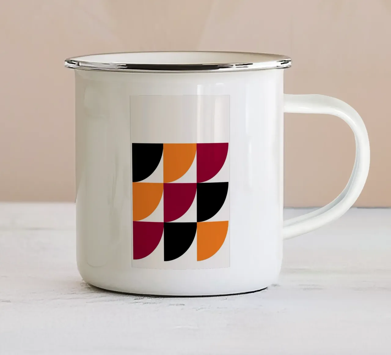 Poster con motivi geometrici essenziali Bauhaus BW tazza in smalto da NorwesClub