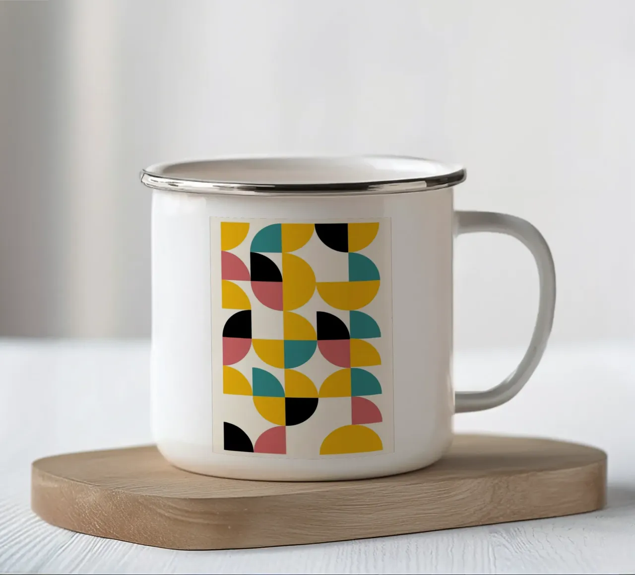 Astrazione geometrica Bauhaus BW MCM Poster tazza in smalto da NorwesClub