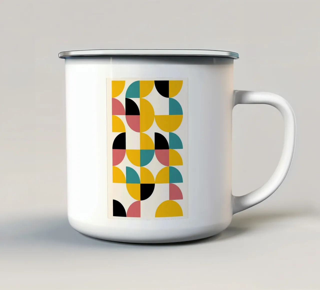 Astrazione geometrica Bauhaus BW MCM Poster tazza in smalto da NorwesClub