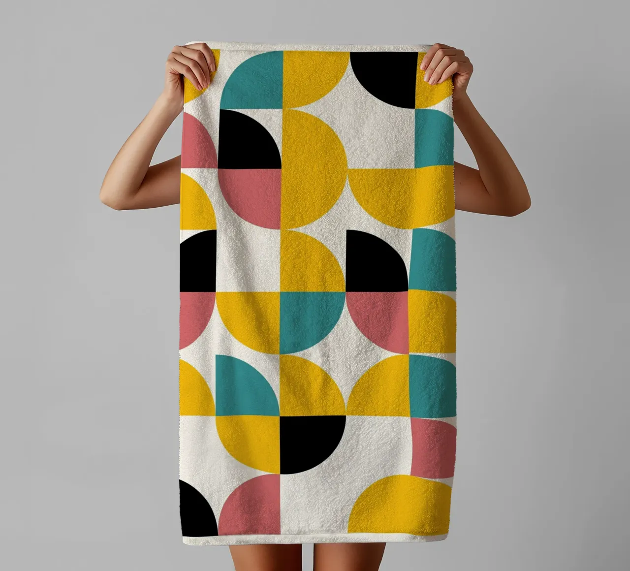 Geometric Abstraction Bauhaus BW MCM Poster towel by NorwesClub