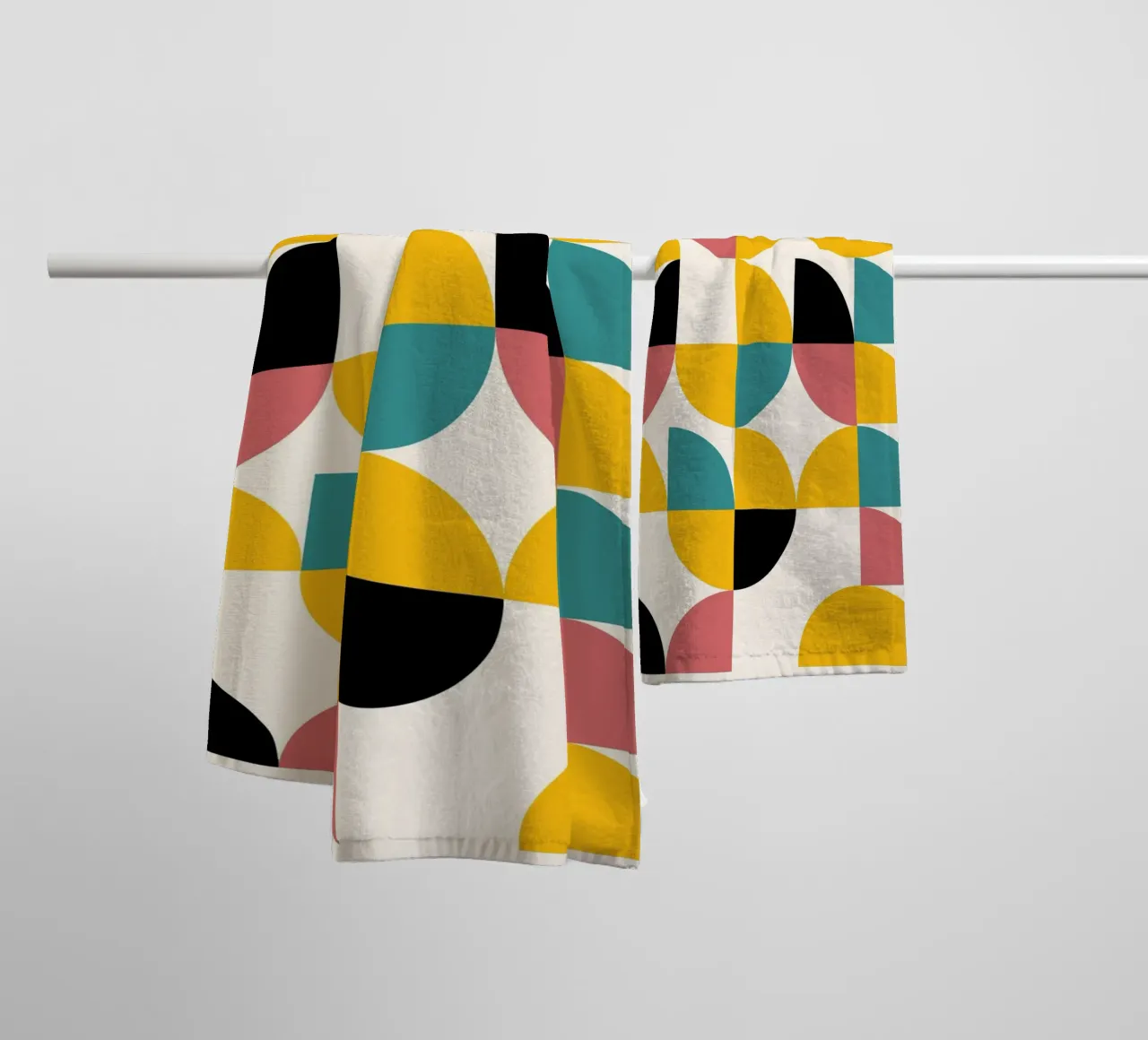 Geometric Abstraction Bauhaus BW MCM Poster towel by NorwesClub
